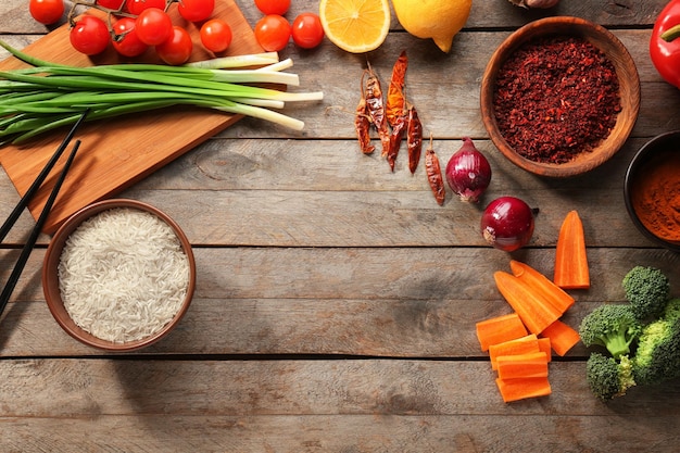 Kuchnia z przyprawami i warzywami